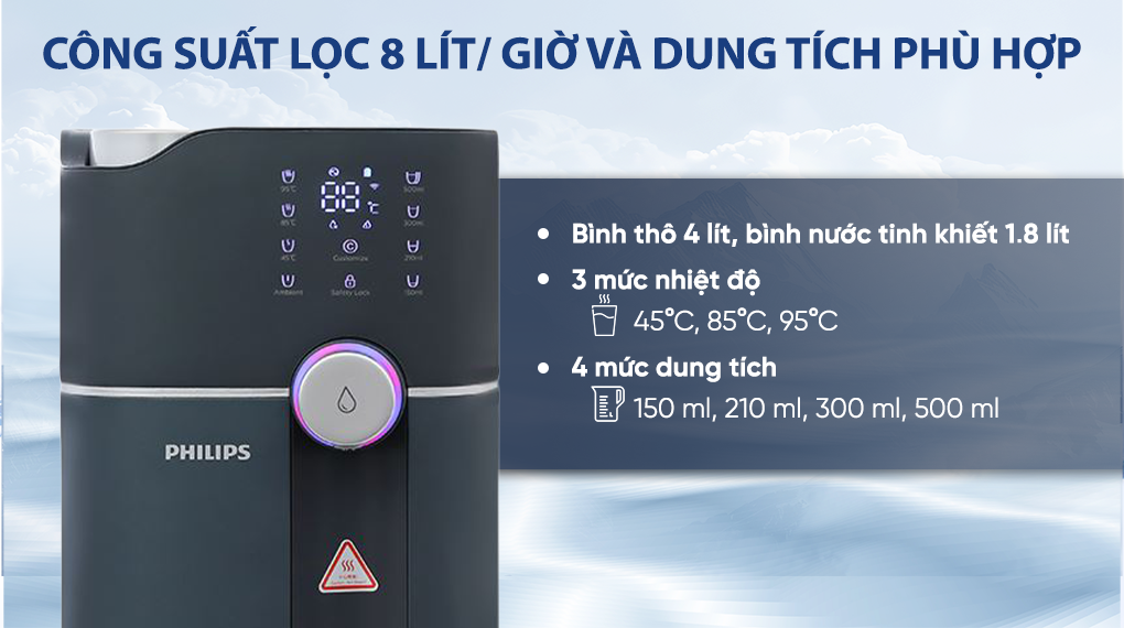 Máy lọc nước RO nóng nguội Philips ADD6910DG/90 1 lõi