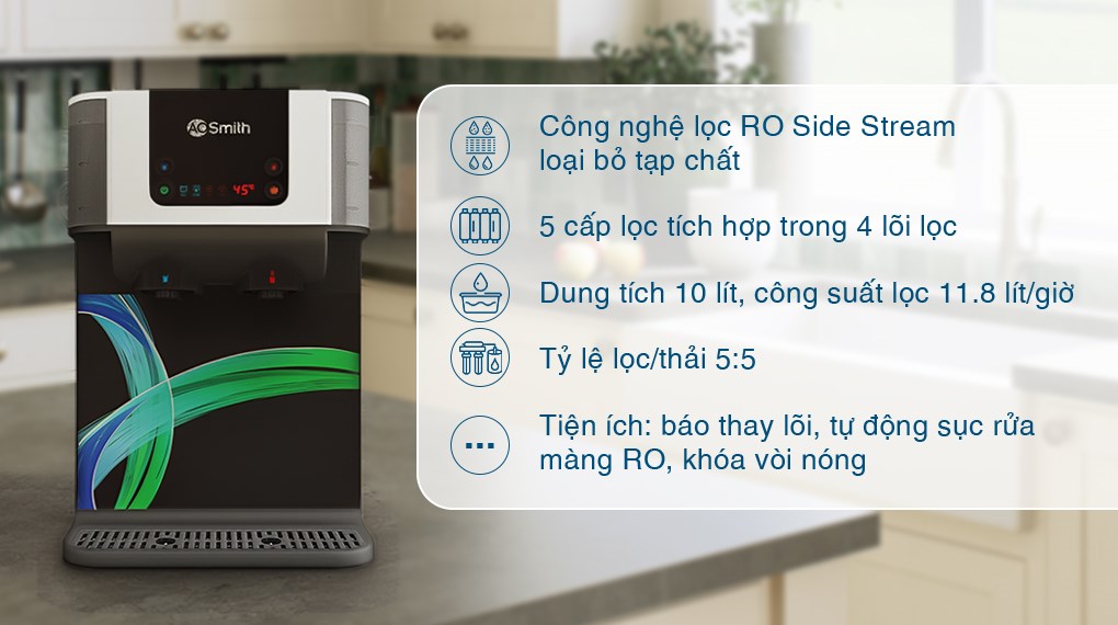 Máy lọc nước RO nóng nguội AOSmith ECO-AOC75PUR 4 lõi