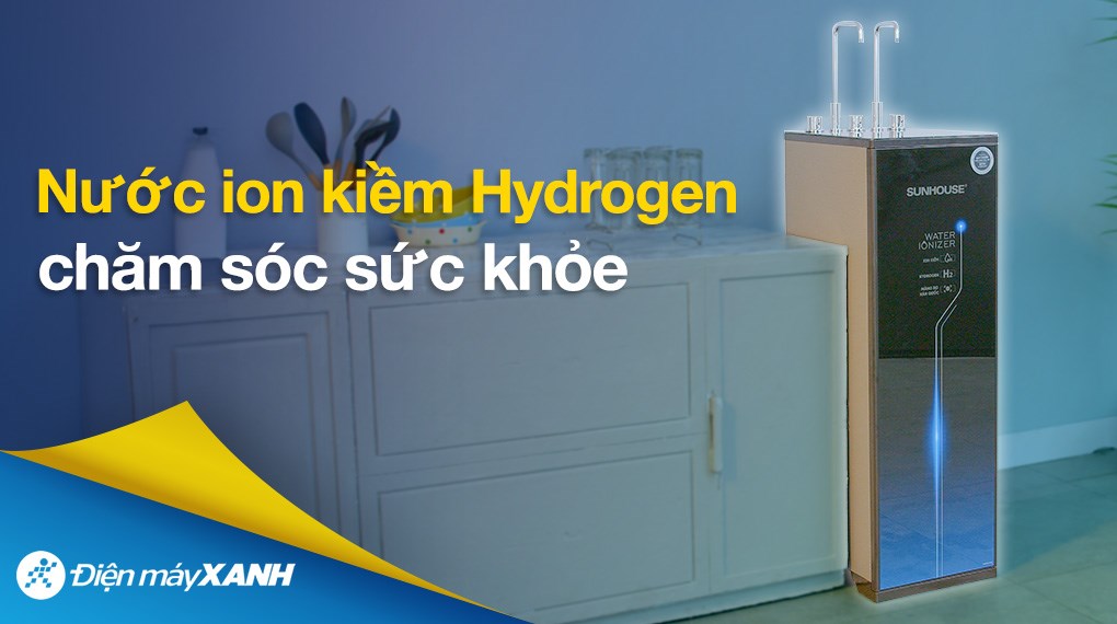 Máy lọc nước RO nóng nguội lạnh Hydrogen ion kiềm Sunhouse UltraX SHA76656LA 12 lõi