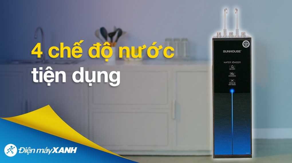 Máy lọc nước RO nóng nguội lạnh Hydrogen ion kiềm Sunhouse UltraX SHA76258LA 12 lõi