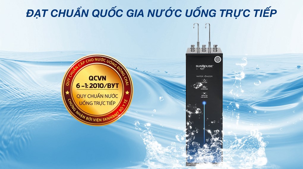 Máy lọc nước RO nóng nguội lạnh Hydrogen ion kiềm Sunhouse UltraX SHA76258LA 12 lõi