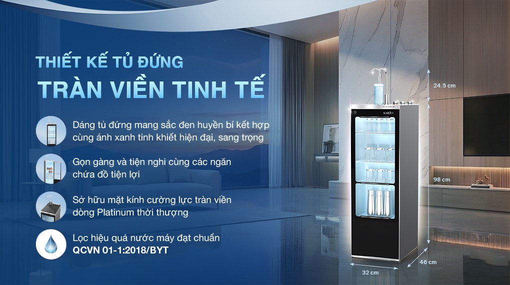Máy lọc nước RO nóng nguội lạnh Karofi Platinum S6 12 lõi