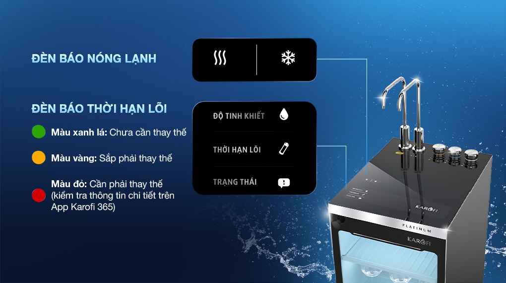 Máy lọc nước RO nóng nguội lạnh Karofi Platinum S6 12 lõi