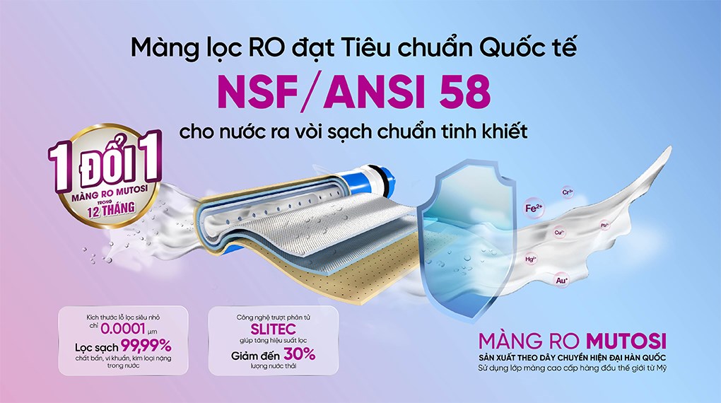Máy lọc nước RO nóng nguội lạnh Hydrogen ion kiềm Mutosi MP-P88N 10 lõi