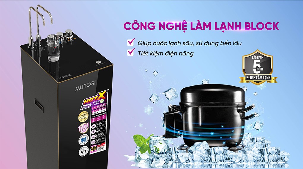 Máy lọc nước RO nóng nguội lạnh Hydrogen ion kiềm Mutosi MP-P88N 10 lõi