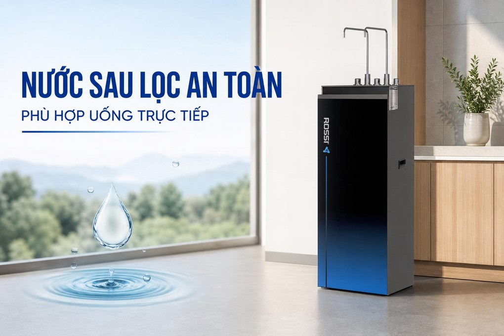 Máy lọc nước RO nóng nguội lạnh Hydrogen Rossi RA-X96D 12 lõi