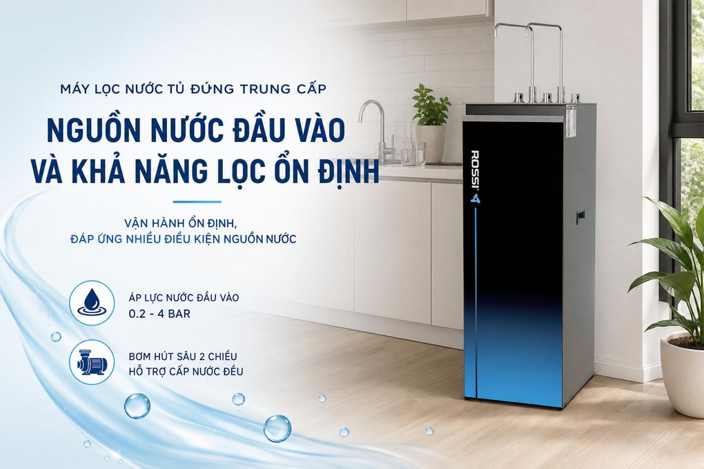 Máy lọc nước RO nóng nguội lạnh Hydrogen Rossi RA-X96D 12 lõi