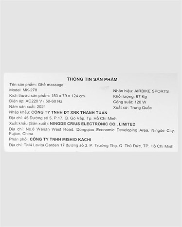 Ghế Massage Airbike Sport MK-278