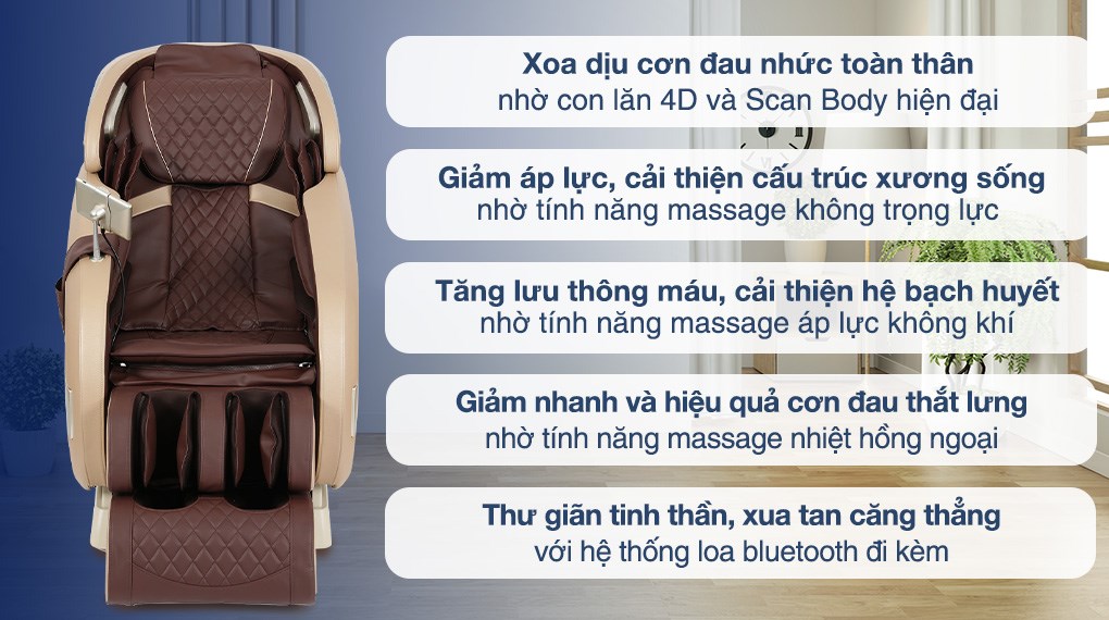 Ghế Massage Airbike Sport MK-327 tích hợp con lăn với công nghệ hồng ngoại, hệ thống túi khí giúp kích thích lưu thông máu, giảm căng mỏi cơ hiệu quả