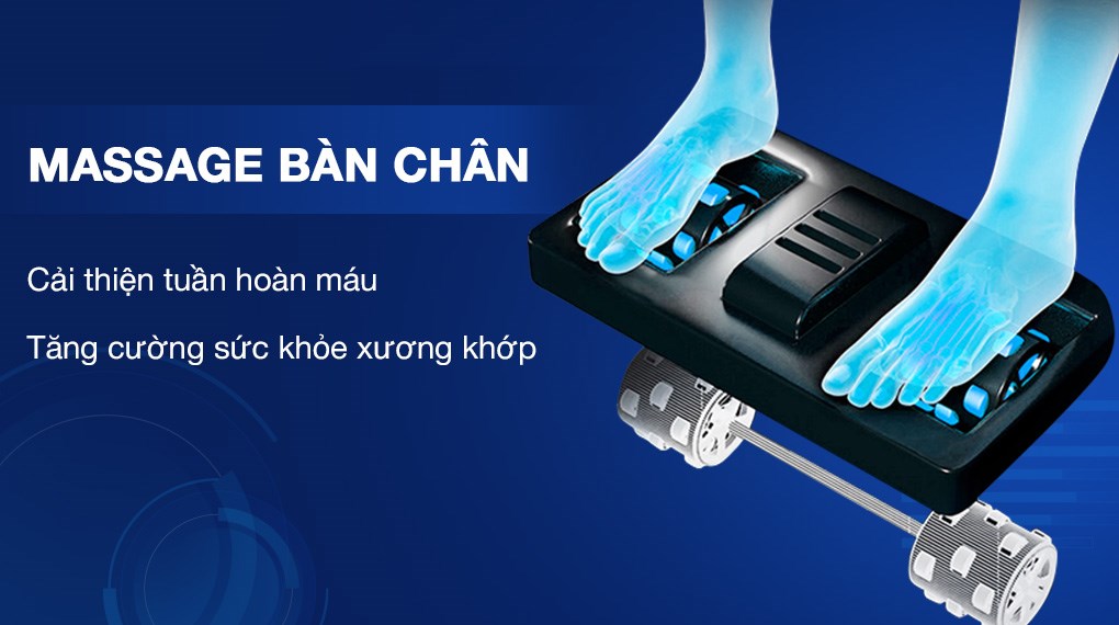 Ghế massage Poongsan MCP-151 được trang bị con lăn tại bàn chân giúp giảm đau nhanh chóng