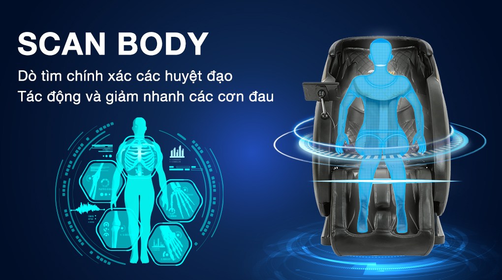 Công nghệ Scan Body trên ghế massage Airbike Sport MK-335 giúp xác định vị trí huyệt đạo chính xác, mang lại hiệu quả massage cao hơn