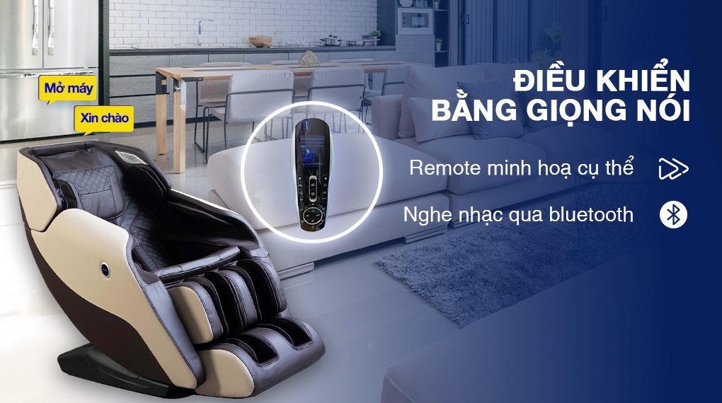 Người lớn tuổi có thể sử dụng giọng nói để điều khiển ghế massage Fuji Care FC 379