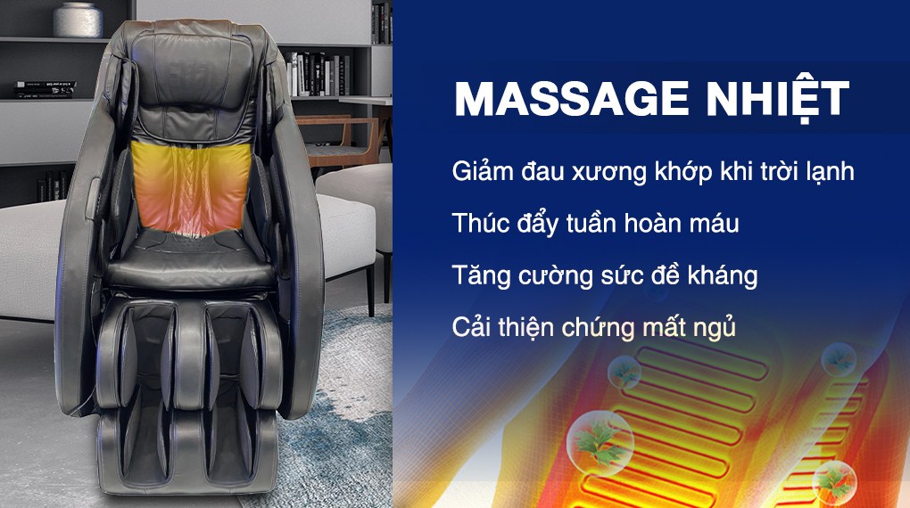 Massage nhiệt hồng ngoại trên ghế massage Fuji Luxury FJ S600