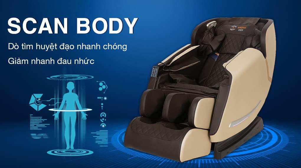 Chế độ Scan Body được tích hợp trên ghế massage Airbike Sport MK-352 giúp làm giảm đau cơ nhanh chóng và hiệu quả hơn