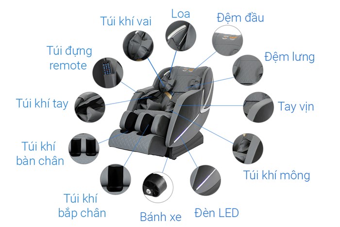 Ghế Massage Airbike Sport MK-354 Màu Xám