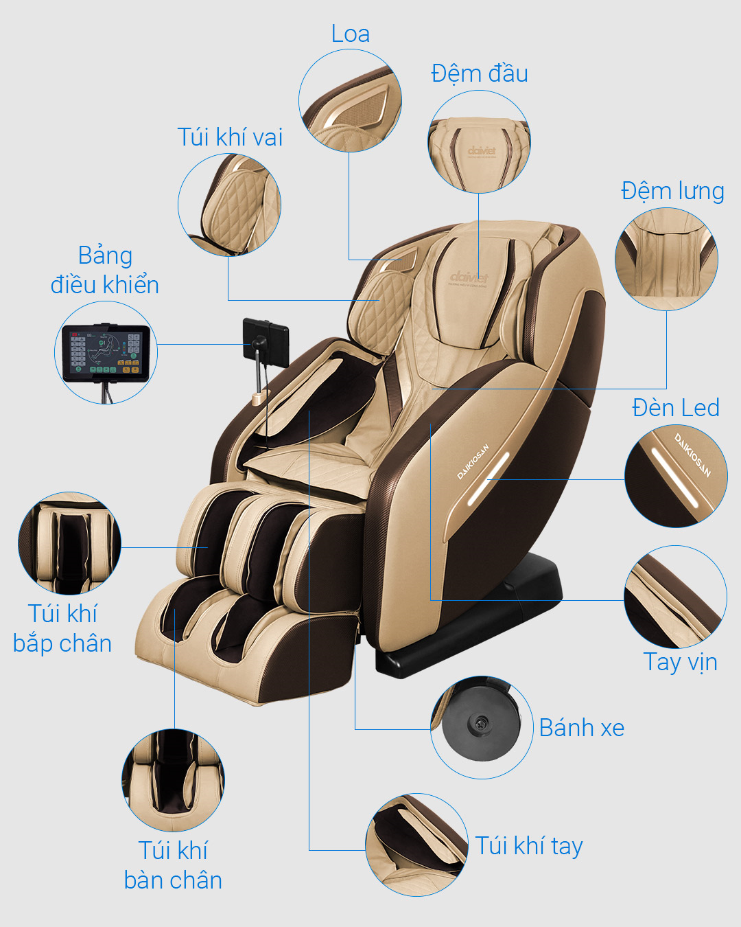 Ghế massage Daikiosan DKGM-10004 Màu Nâu