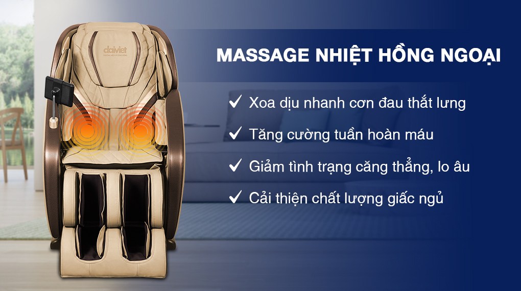 Massage nhiệt hồng ngoại trên ghế massage Daikiosan DKGM-10004