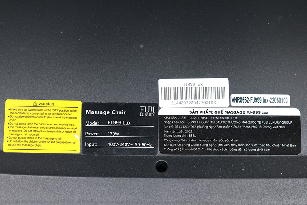 Ghế Massage Fuji Luxury FJ 999L Màu Đen