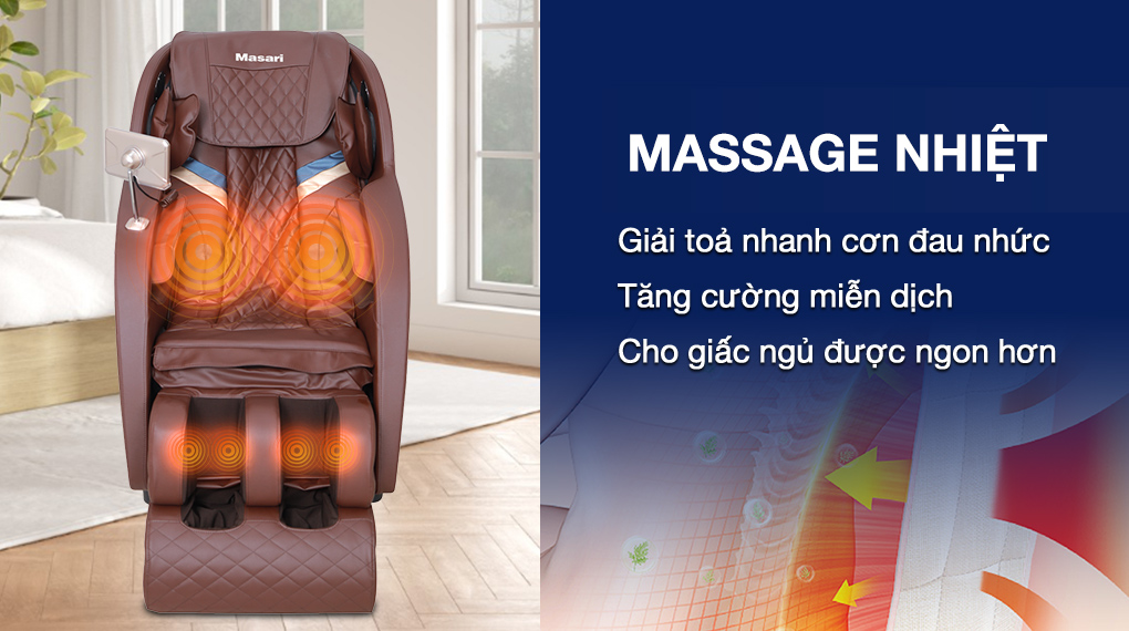 Ghế Massage Fuji Luxury PT607 được trang bị hệ thống massage nhiệt giúp xoa dịu các cơn đau và cải thiện tình trạng mất ngủ 