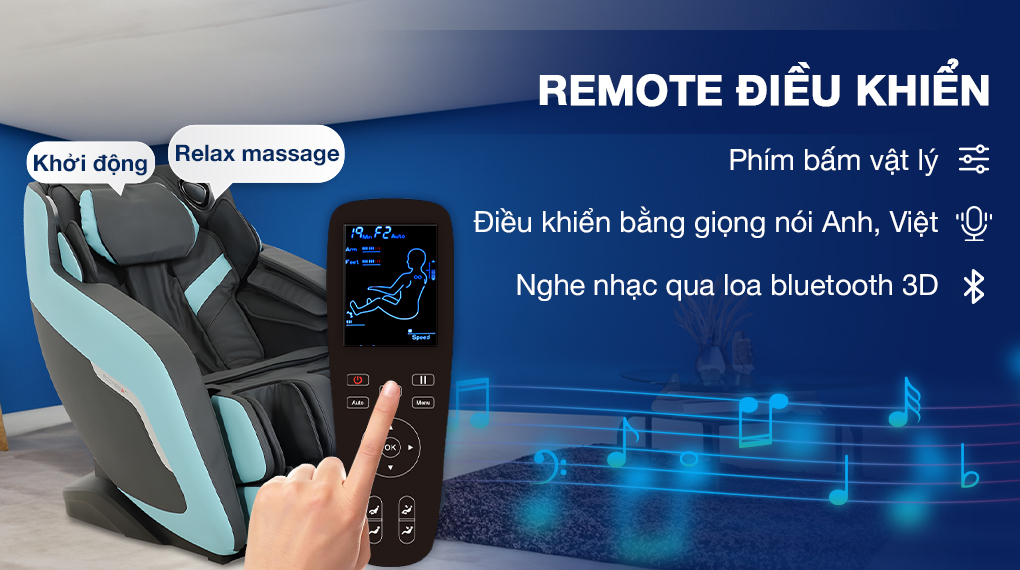 Ghế massage Poongsan MCP-151 sở hữu tính năng điều khiến bằng giọng nói hỗ trợ việc sử dụng thuận tiện hơn 