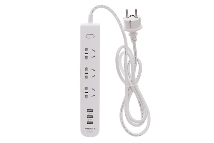 Ổ cắm điện 3 USB 3 lỗ 1.8m Pisen 303 Màu Trắng
