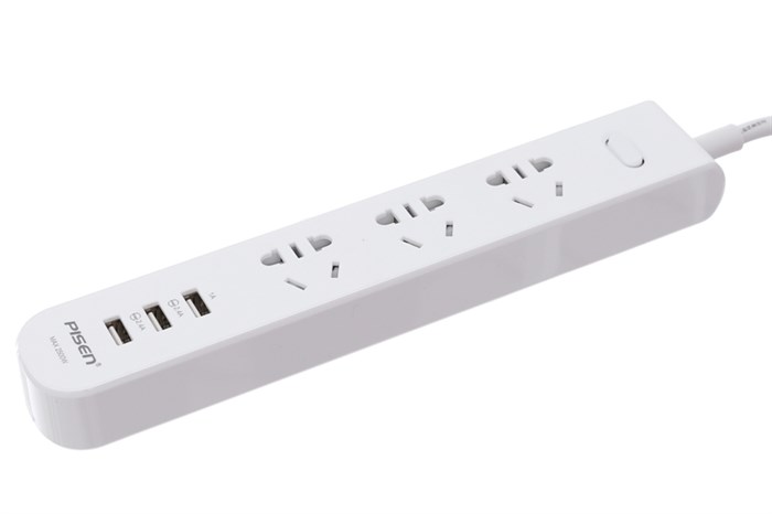 Ổ cắm điện 3 USB 3 lỗ 1.8m Pisen 303 Màu Trắng