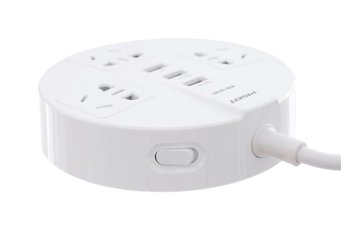 Ổ cắm điện 3 lỗ 3 USB 1.8m Pisen KY-33 Màu Trắng