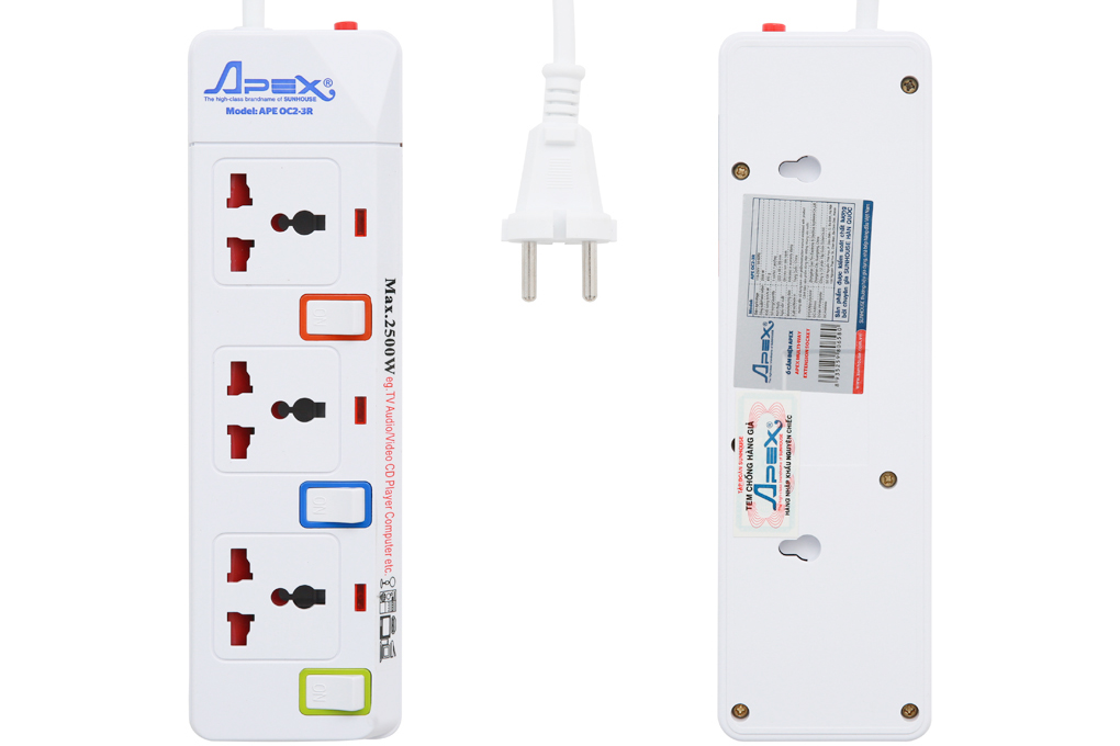 Ổ cắm điện Apex APE OC2-3R được làm từ những chất liệu cao cấp Được làm từ những chất liệu cao cấp - Ổ cắm điện Apex APE OC2-3R