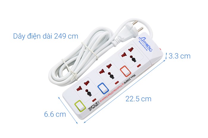 Ổ cắm điện Apex APE OC2-3R Màu Trắng