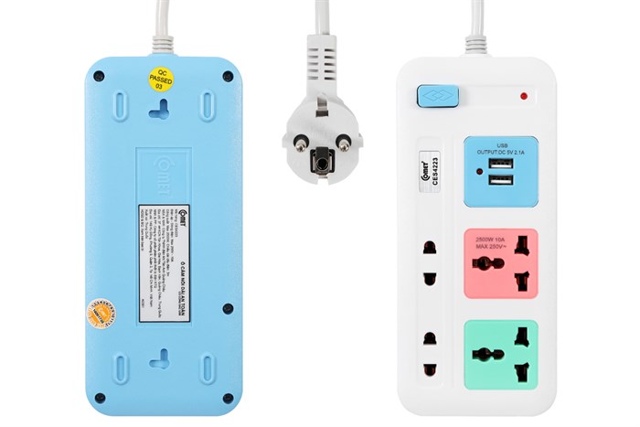 Ổ cắm điện Comet 4 lỗ 2 USB 3m CES4223 Màu Trắng