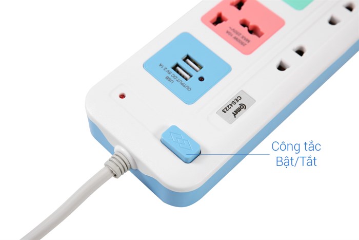 Ổ cắm điện Comet 4 lỗ 2 USB 3m CES4223 Màu Trắng