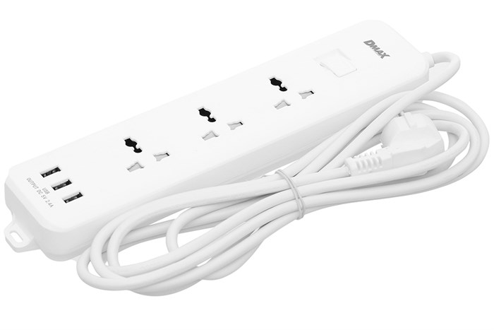 Ổ cắm điện DMAX 3 lỗ 3 USB 3m YH-U614 Màu Trắng