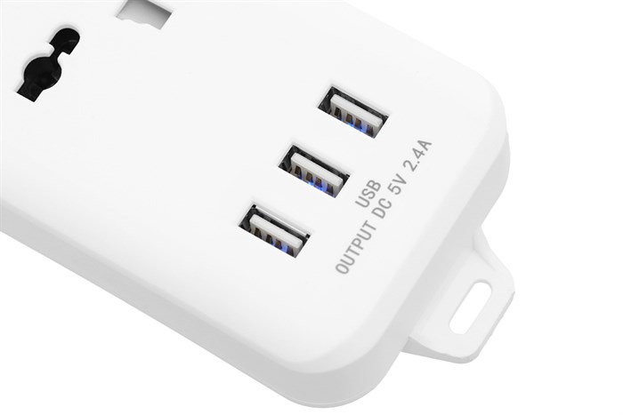 Ổ cắm điện DMAX 3 lỗ 3 USB 3m YH-U614 Màu Trắng