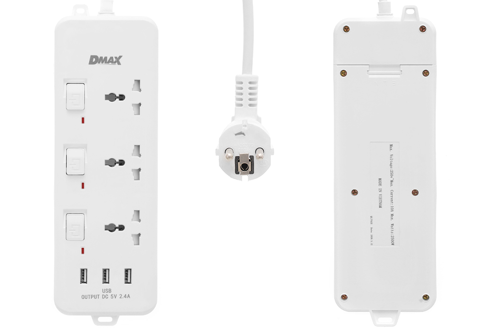 Ổ cắm điện DMAX 3 lỗ 3 USB 5m YH-U633