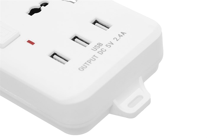 Ổ cắm điện DMAX 3 lỗ 3 USB 5m YH-U633 Màu Trắng