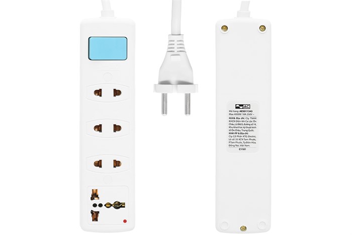 Ổ cắm AC 4 lỗ 3m AES011343 Màu Trắng