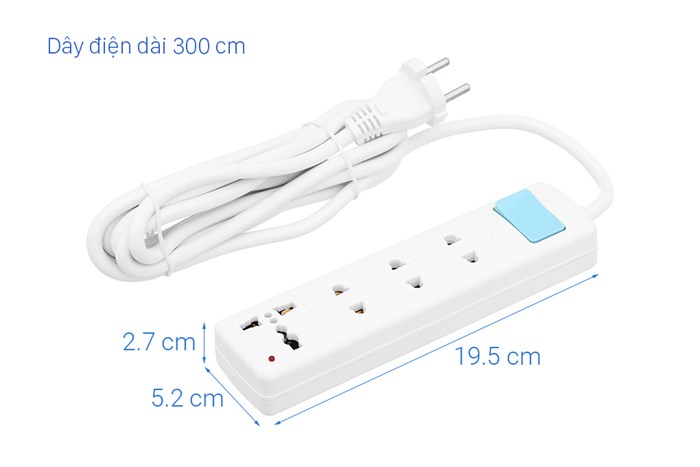 Ổ cắm AC 4 lỗ 3m AES011343