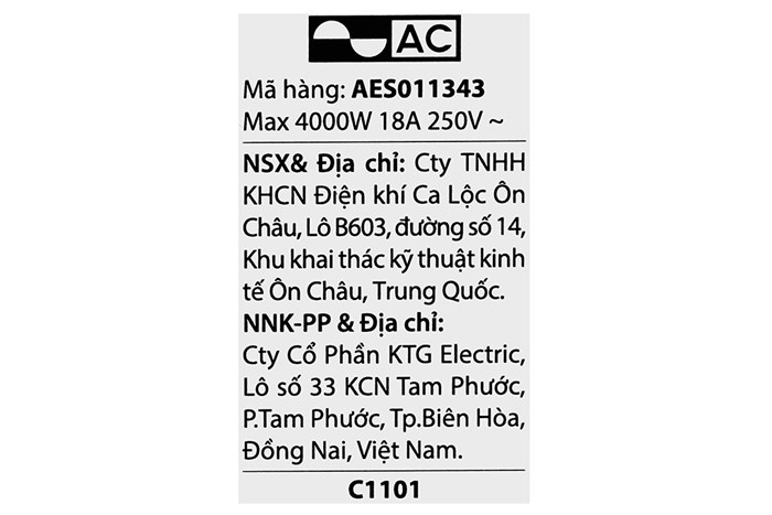 Ổ cắm AC 4 lỗ 3m AES011343 Màu Trắng