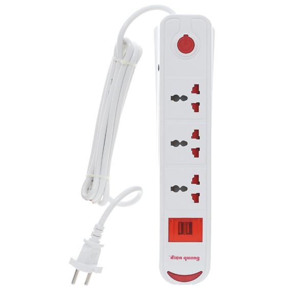 Ổ cắm điện Điện Quang 3 lỗ 2 USB 2m DBW103USB Màu Trắng