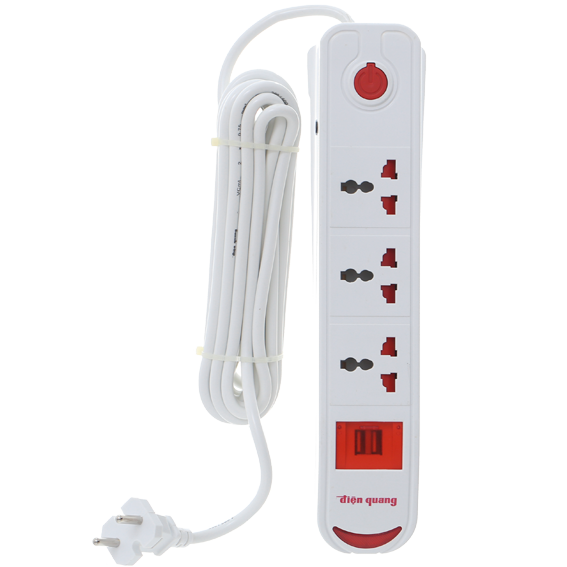 Ổ cắm Điện Quang 3 lỗ 2 USB 5m DBW103USB Màu Trắng