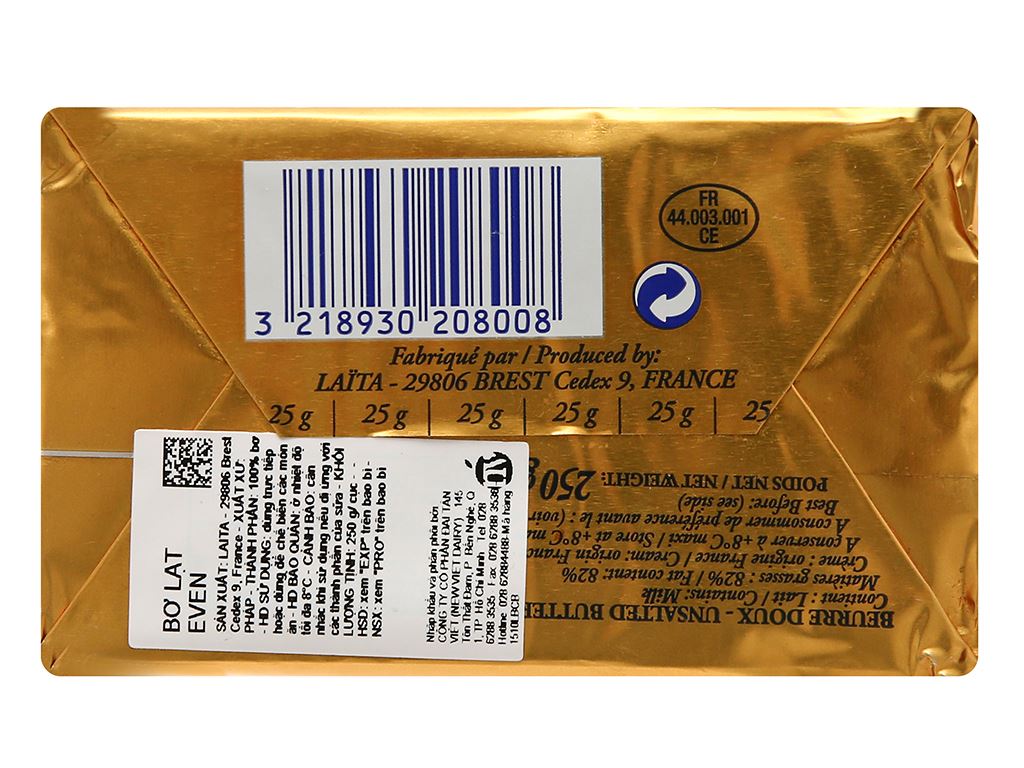Bơ lạt tự nhiên Even gói 250g 4