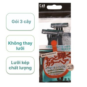 Bộ 3 cây dao cạo râu KAI - 3P LUS-3P 2 lưỡi kép 2 lưỡi kép thân nhựa