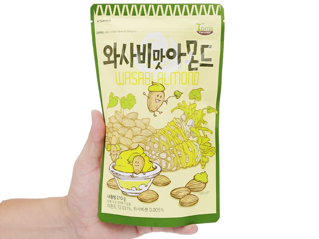 Hạt hạnh nhân tẩm wasabi Tom's Farm gói 210g 5
