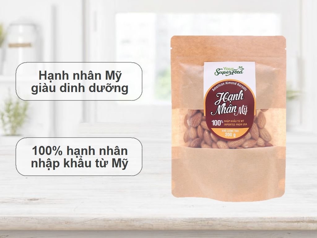 Hạt hạnh nhân Mỹ Your Superfood gói 200g 2