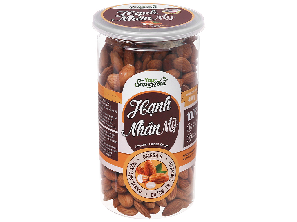Hạt hạnh nhân Mỹ Your Superfood hủ 450g 1