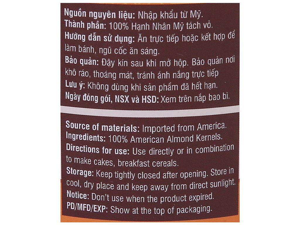 Hạt hạnh nhân Mỹ Your Superfood hủ 450g 6