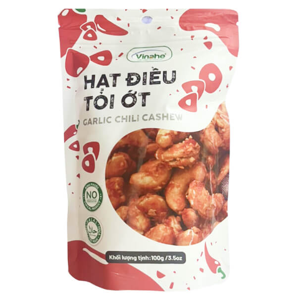 Hạt điều vị tỏi ớt Vinahe gói 100g