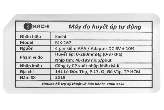 Máy đo huyết áp tự động Kachi MK-167 Màu Trắng