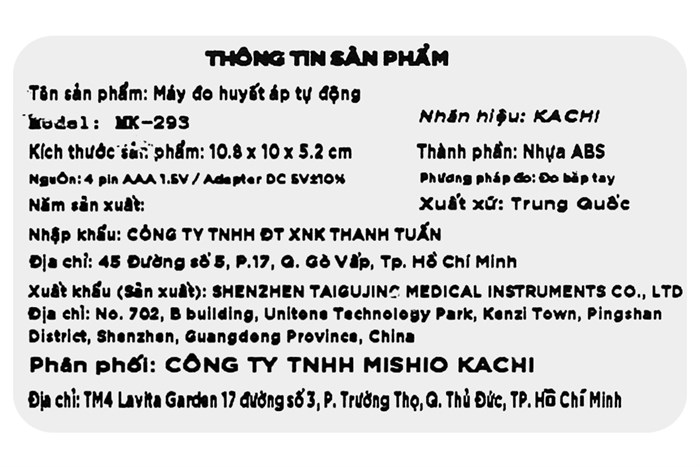 Máy đo huyết áp tự động Kachi MK-293 Màu Trắng