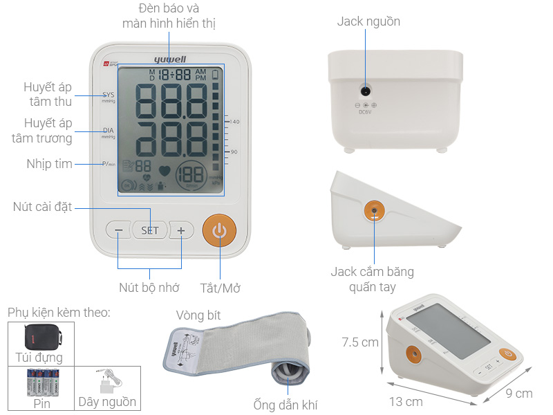 Máy đo huyết áp bắp tay điện tử Yuwell YE650A
